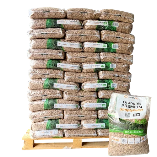 Granulés de bois Premium SimplyPellet – Sacs de 15 kg