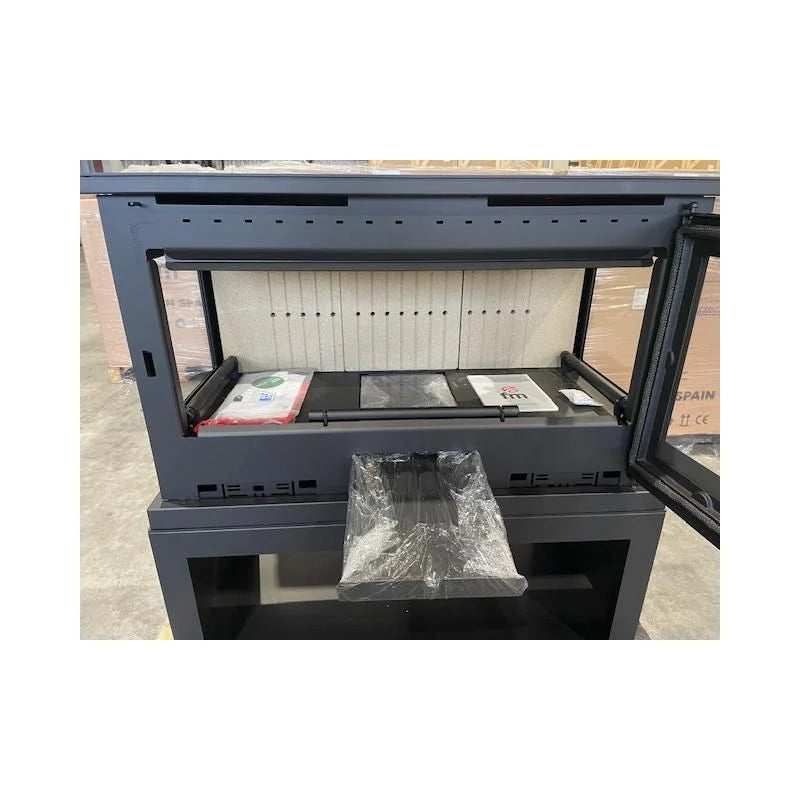 Poêle à Bois Raccordable 3 Vitres avec Bûcher – FIREMATIC Calgary-L 13,5 kW
