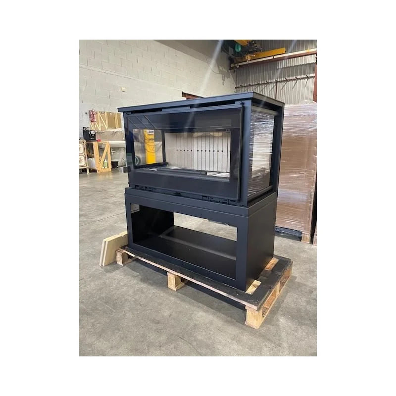 Poêle à Bois Raccordable 3 Vitres avec Bûcher – FIREMATIC Calgary-L 13,5 kW