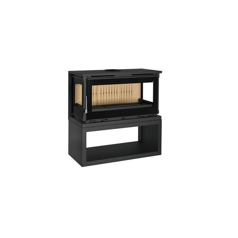 Poêle à Bois Raccordable 3 Vitres avec Bûcher – FIREMATIC Calgary-L 13,5 kW