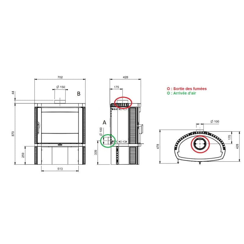 Poêle à Bois Raccordable en Fonte – LA NORDICA Jennifer.16 7,7 kW
